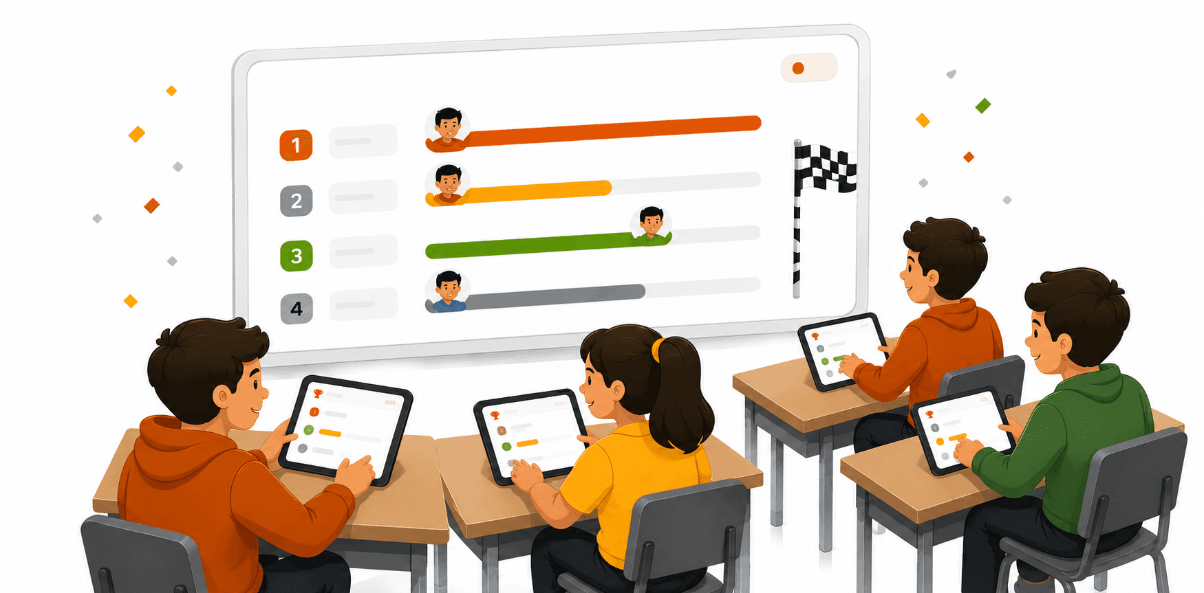 Live classroom playing a quiz race on Zingo Ringo